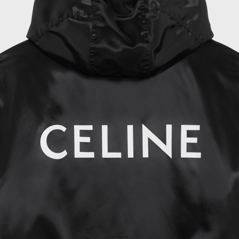 Bomber jacket από νάιλον σατέν φινίρισμα άνδρες CELINE 640PT1828 ενδύματα μαύρος