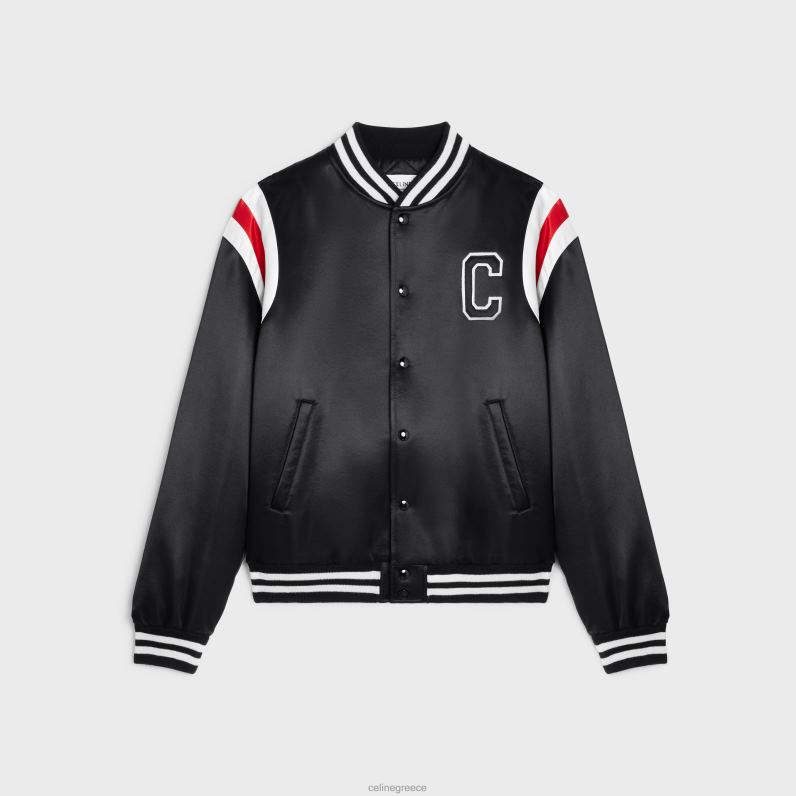 Bomber jacket σε χοντρό σατέν άνδρες CELINE 640PT1843 ενδύματα μαύρος