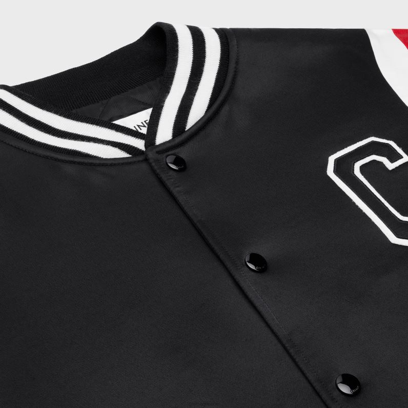 Bomber jacket σε χοντρό σατέν άνδρες CELINE 640PT1843 ενδύματα μαύρος