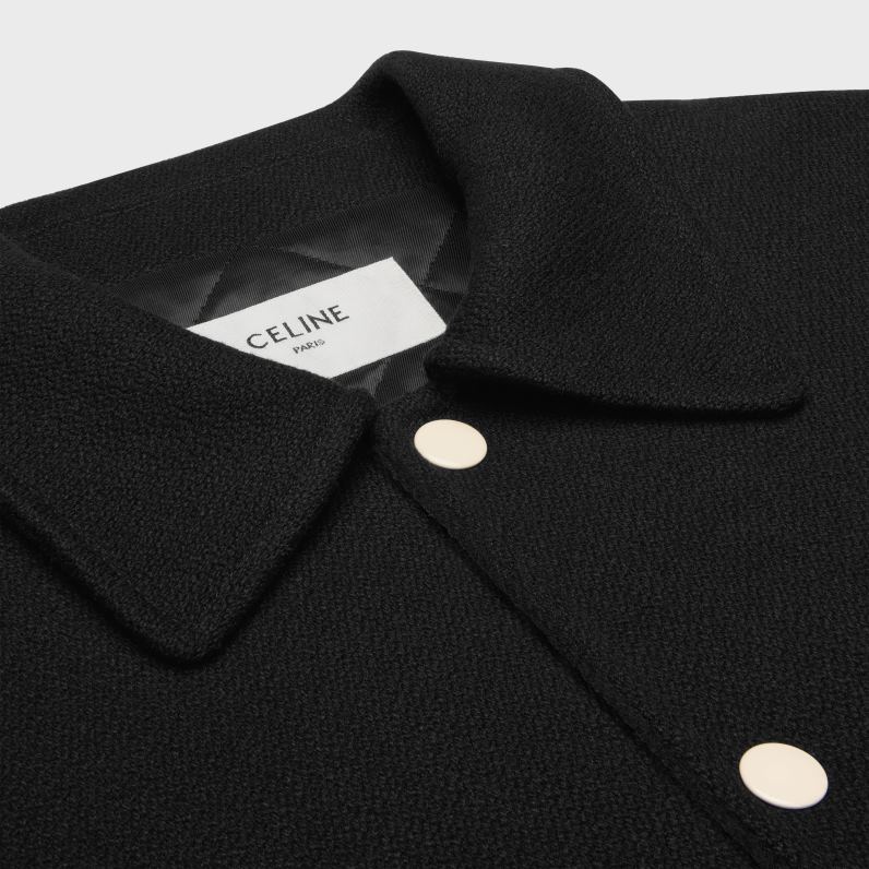 Τέντυ μπουφάν μπέιζμπολ από ανάγλυφο μαλλί άνδρες CELINE 640PT1774 ενδύματα μαύρος