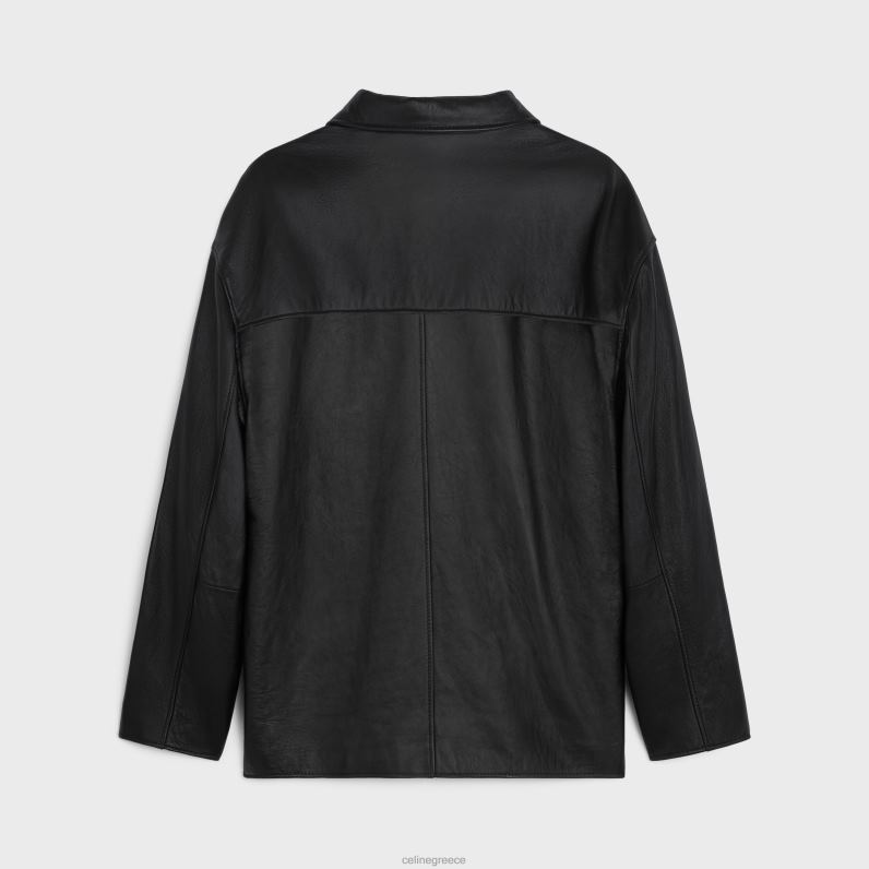 σακάκι αστυνομικού σε απαλό δέρμα αρνιού άνδρες CELINE 640PT1779 ενδύματα μαύρος