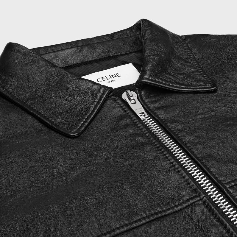σακάκι αστυνομικού σε απαλό δέρμα αρνιού άνδρες CELINE 640PT1779 ενδύματα μαύρος