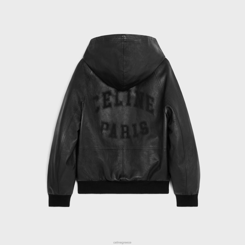 φαρδύ μπλουζόν τζάκετ από απαλό δέρμα αρνιού άνδρες CELINE 640PT1783 ενδύματα μαύρος