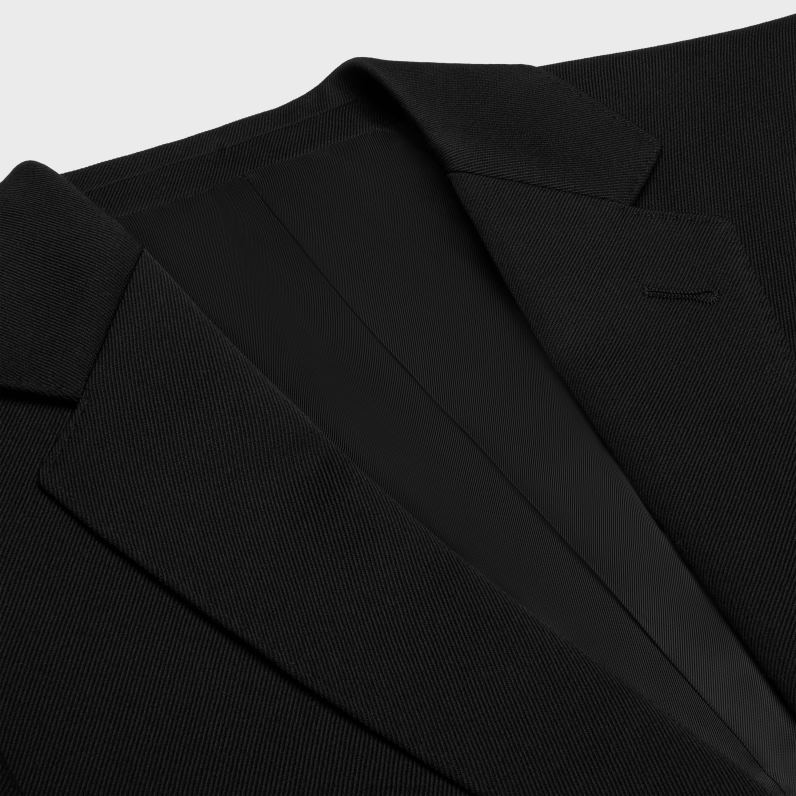 κλασικό σακάκι σε διαγώνιο μαλλί άνδρες CELINE 640PT1786 ενδύματα μαύρος