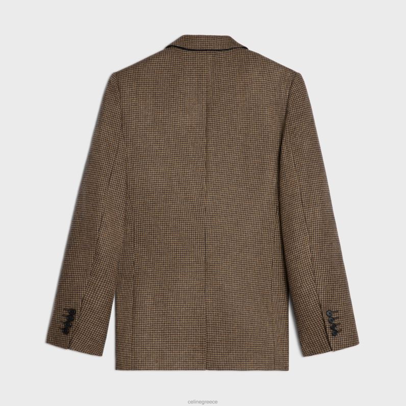 κλασικό σακάκι σε κασμίρ φανέλα άνδρες CELINE 640PT1787 ενδύματα καμήλα/μαρρόν