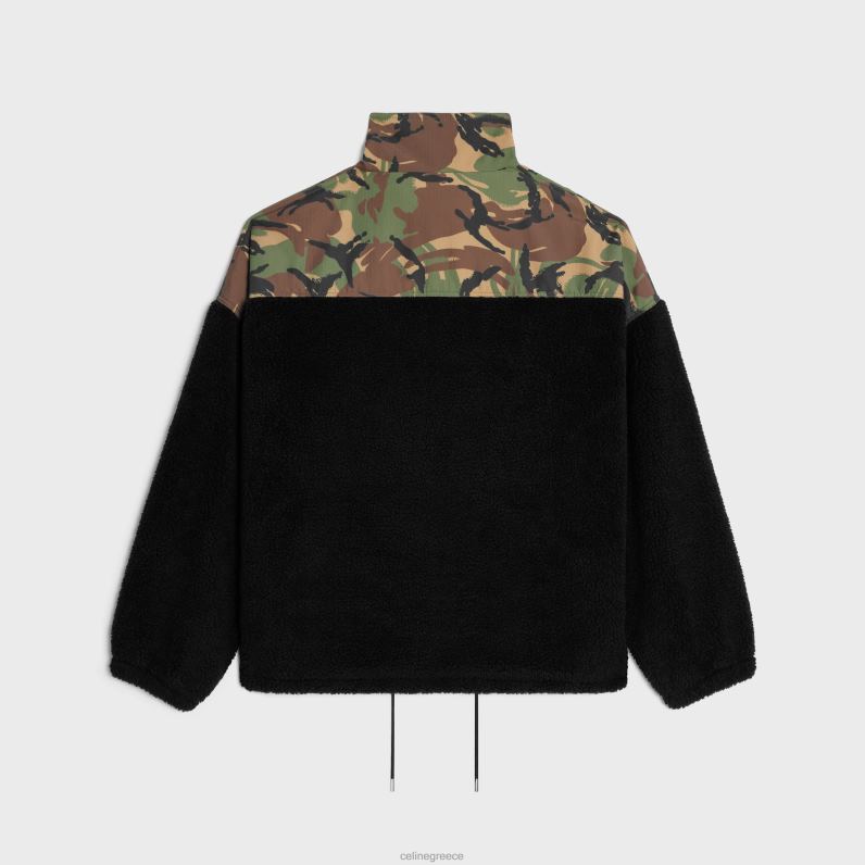 μπουφάν με δύο υλικά άνδρες CELINE 640PT1806 ενδύματα μαύρο/καμουφλάζ