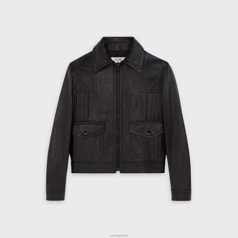 Πολ Μπλούσον με δέρμα αρνιού άνδρες CELINE 640PT1831 ενδύματα μαύρος