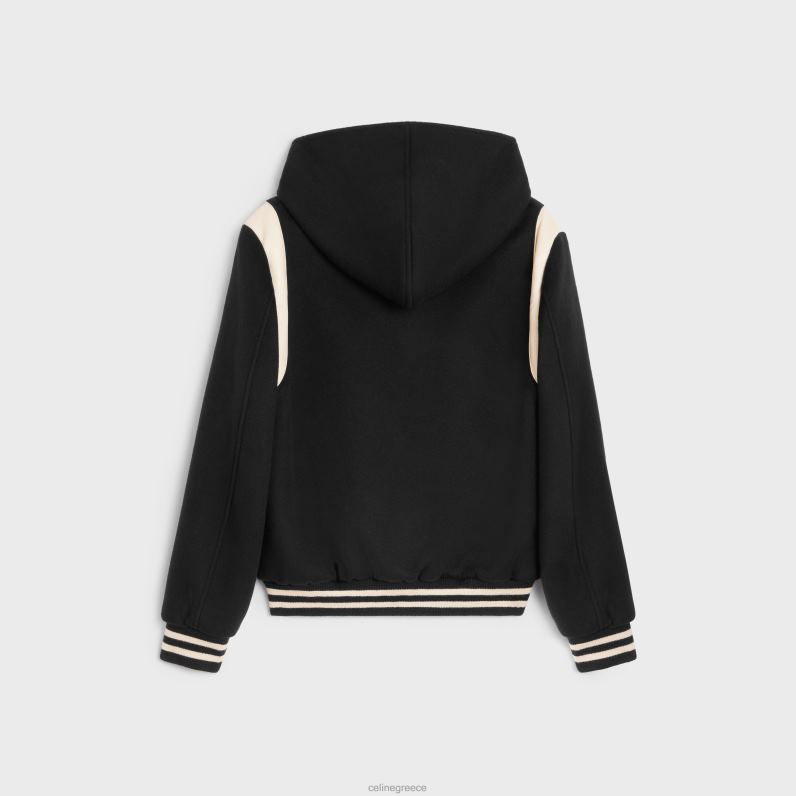 Τέντυ μπουφάν με κουκούλα από μαλλί κασμίρ άνδρες CELINE 640PT1836 ενδύματα μαύρος