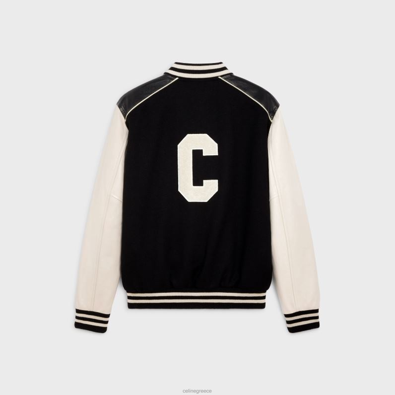 κλασικό λούτρινο μπουφάν από ανάγλυφο μαλλί άνδρες CELINE 640PT1838 ενδύματα μαύρος