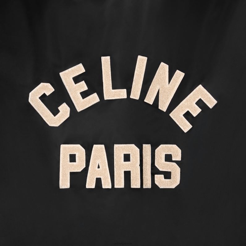 Τέντυ μπουφάν με κουκούλα μεγάλου μεγέθους σε νάιλον άνδρες CELINE 640PT1853 ενδύματα μαύρος