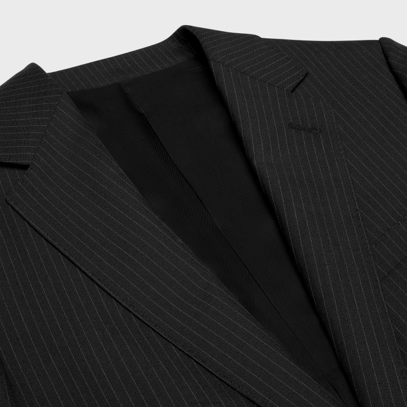 κλασικό σακάκι σε ριγέ φανέλα άνδρες CELINE 640PT1875 ενδύματα νουάρ/γκρις