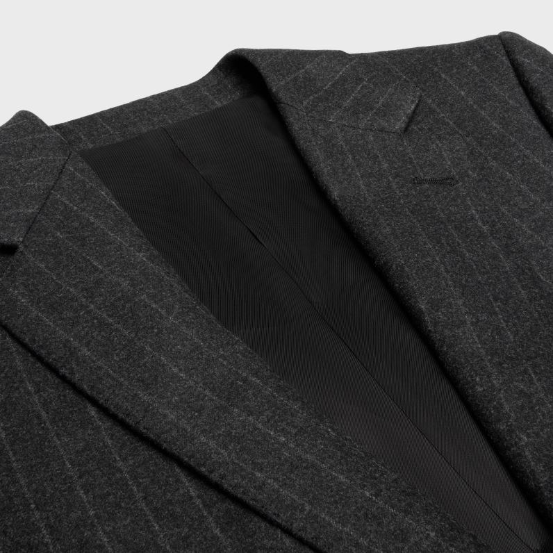 κλασικό σακάκι σε ριγέ φανέλα άνδρες CELINE 640PT1876 ενδύματα γκρι μελανζέ