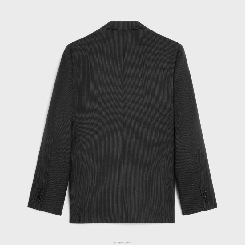 κλασικό μπουφάν σε ριγέ μαλλί άνδρες CELINE 640PT1882 ενδύματα μαύρο άσπρο