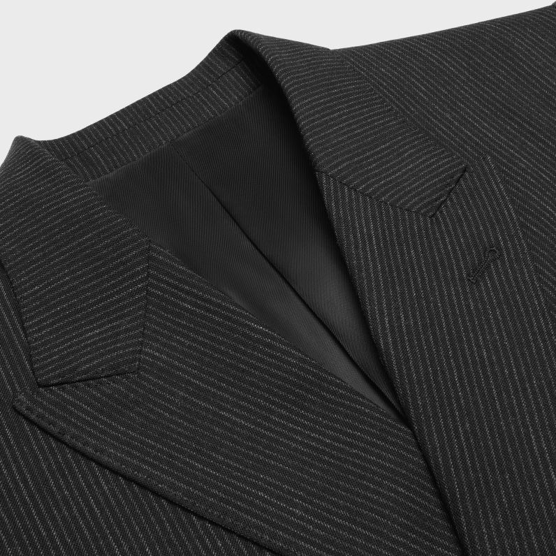 κλασικό μπουφάν σε ριγέ μαλλί άνδρες CELINE 640PT1882 ενδύματα μαύρο άσπρο