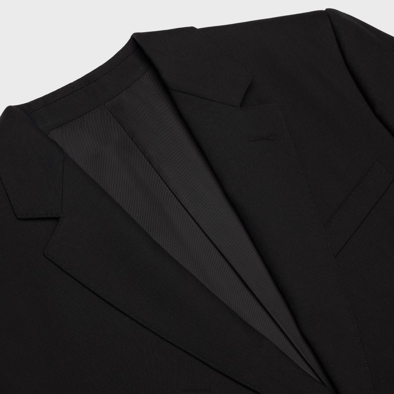 μπουφάν κουτί από μαλλί γαμπαρντίνα άνδρες CELINE 640PT1884 ενδύματα μαύρος