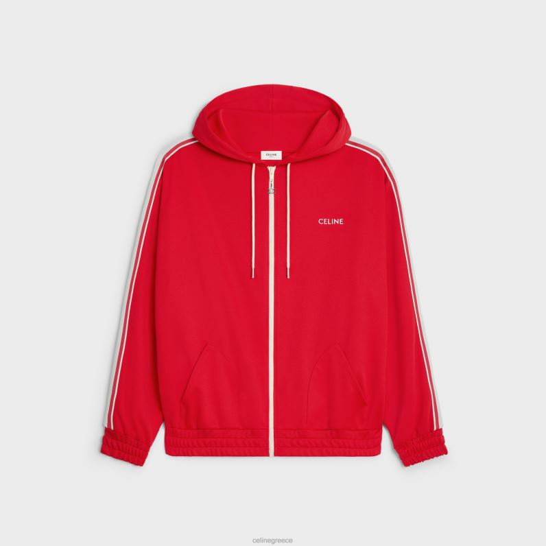 σακάκι αθλητικής φόρμας σε διπλή φανέλα άνδρες CELINE 640PT1953 ενδύματα κόκκινο / υπόλευκο