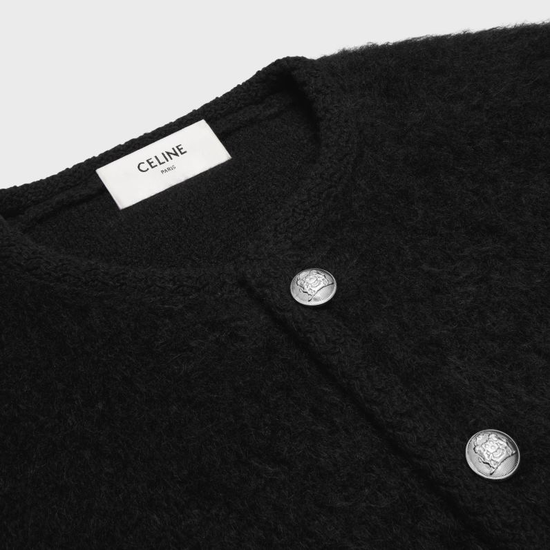 Ζακέτα ζακέτα σε βουρτσισμένο μοχέρ άνδρες CELINE 640PT1954 ενδύματα μαύρος