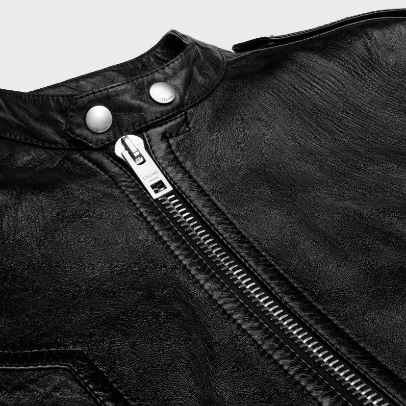 μπλουζον μπουφάν racer από απαλό δέρμα αρνιού άνδρες CELINE 640PT1780 ενδύματα μαύρος