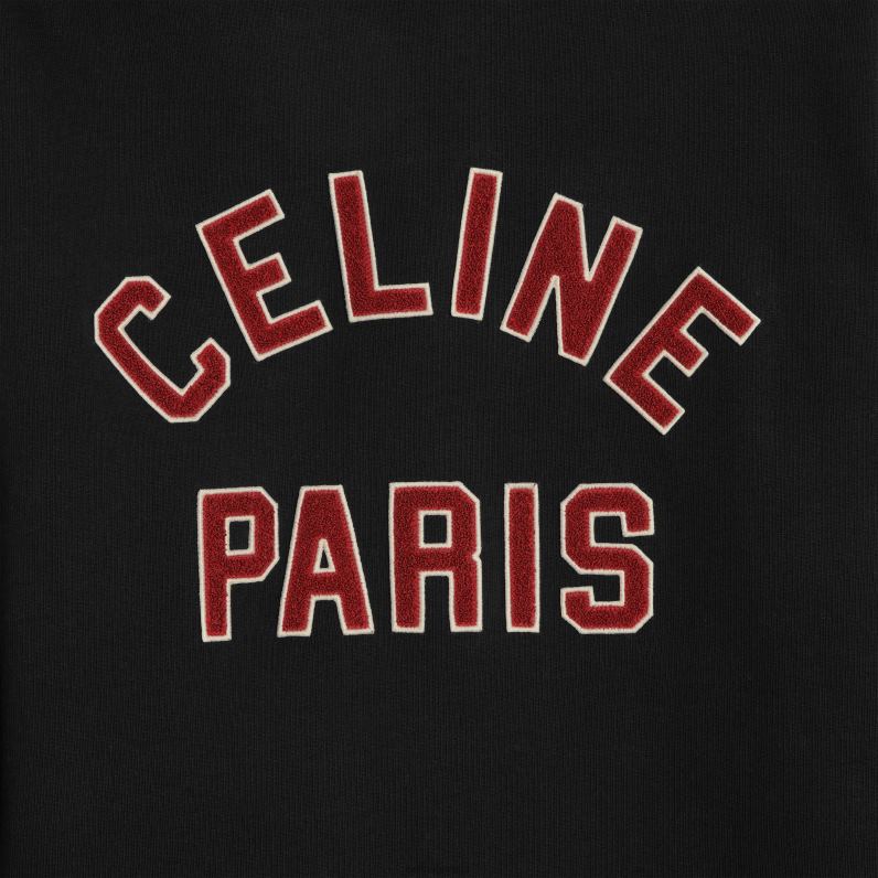 teddy κολεγιακό μπουφάν από βαμβακερό φλις άνδρες CELINE 640PT1776 ενδύματα μαύρο/κόκκινο σταφύλι/ υπόλευκο