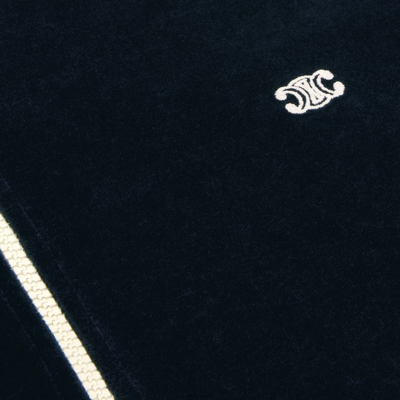 λούτρινο τζάκετ triomphe σε βελούδινη φανέλα άνδρες CELINE 640PT1847 ενδύματα μεσάνυχτα/εκρού