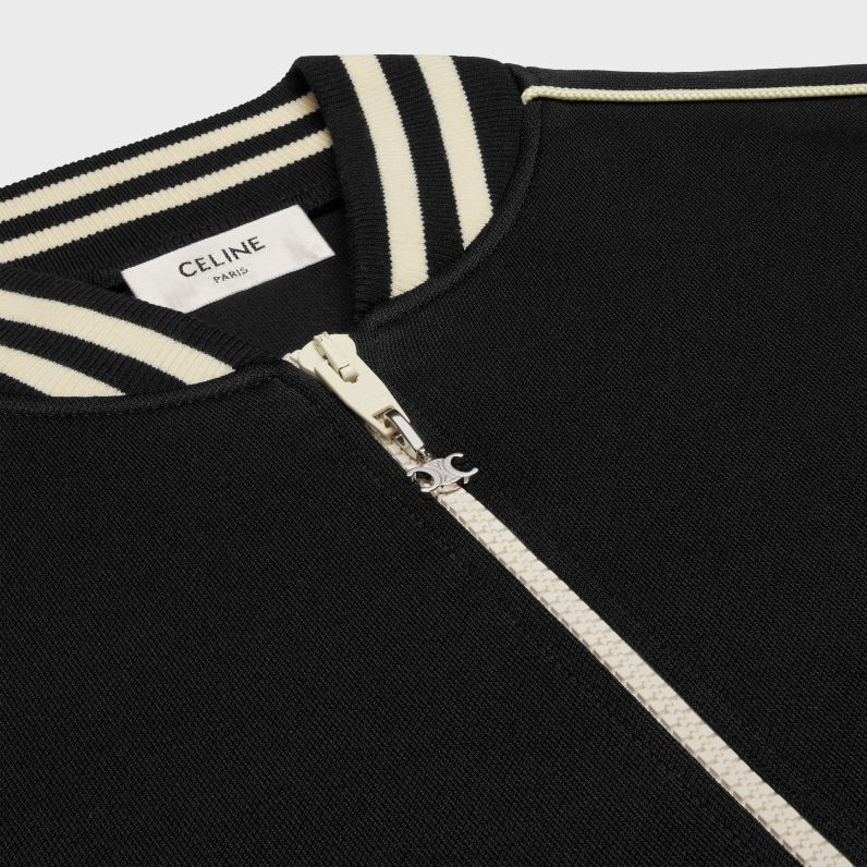 λούτρινο τζάκετ triomphe σε διπλή φανέλα άνδρες CELINE 640PT1848 ενδύματα μαύρο άσπρο