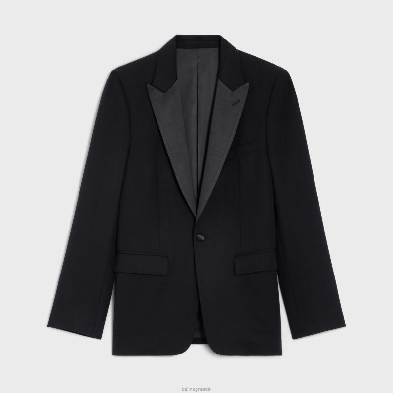 κλασικό σακάκι tux σε grain de poudre άνδρες CELINE 640PT1881 ενδύματα μαύρος