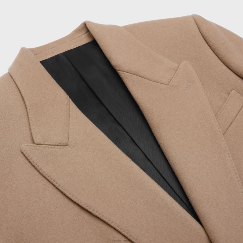 κουτί παλτό από κασμίρ ύφασμα άνδρες CELINE 640PT1863 ενδύματα σκοτεινή καμήλα