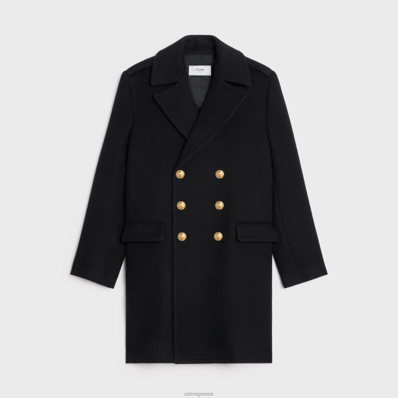 στρατιωτικό παλτό από μαλλί κασμίρ άνδρες CELINE 640PT1864 ενδύματα μαύρος