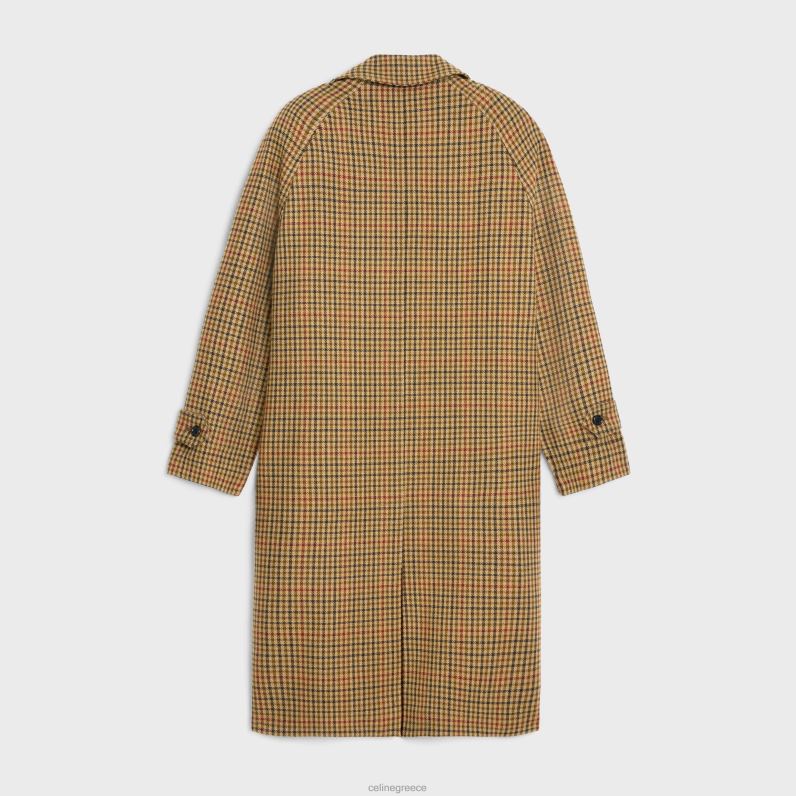 παλτό mac από καρό μαλλί άνδρες CELINE 640PT1860 ενδύματα μπεζ/κακι/ρουιγ