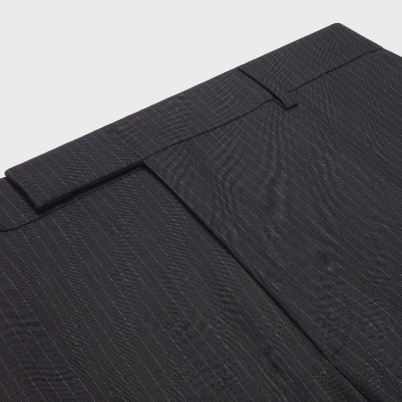 κλασικό ριγέ φανελένιο παντελόνι άνδρες CELINE 640PT1901 ενδύματα νουάρ/γκρις