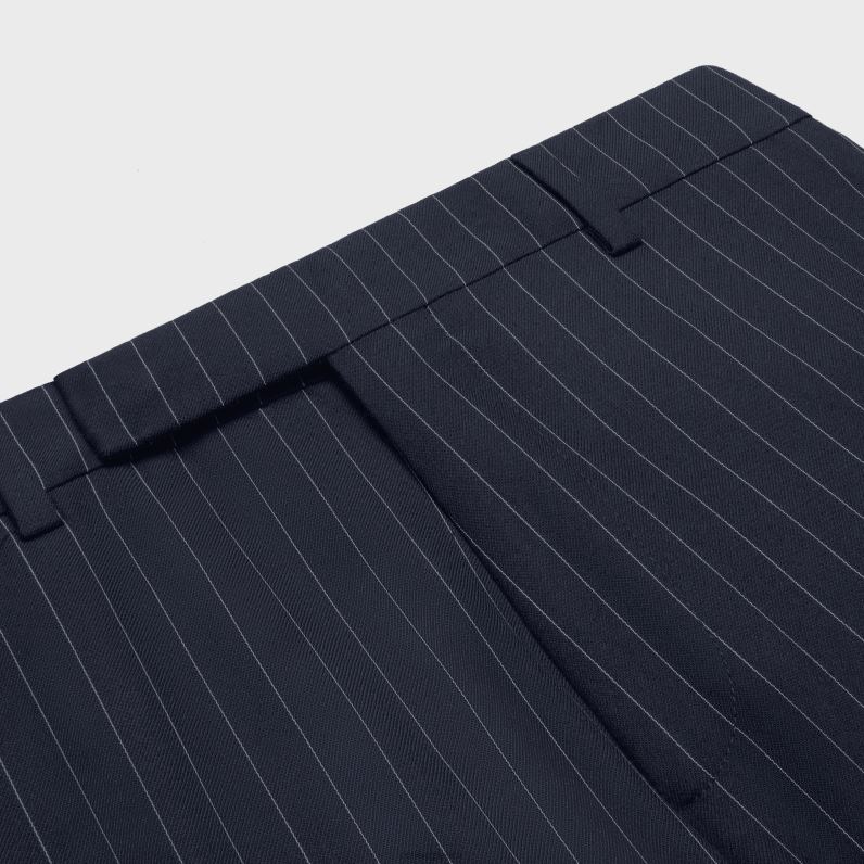 κλασικό παντελόνι από ριγέ μαλλί κασμίρ άνδρες CELINE 640PT1902 ενδύματα marine/craie