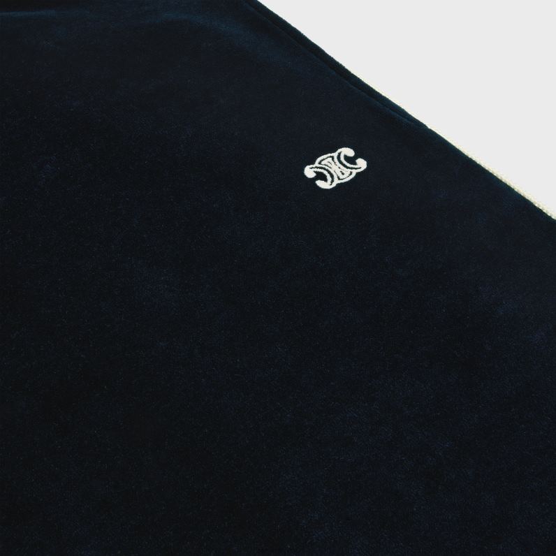 παντελόνι αθλητικής φόρμας σε βελούδινη φανέλα άνδρες CELINE 640PT2013 ενδύματα μεσάνυχτα/εκρού