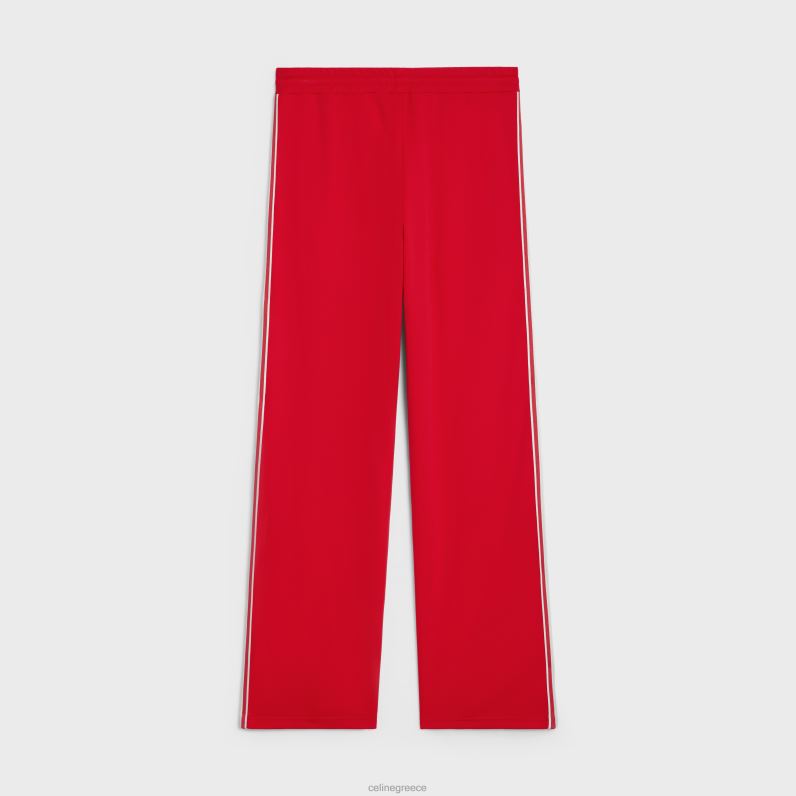 παντελόνι αθλητικής φόρμας σε διπλή φανέλα άνδρες CELINE 640PT2016 ενδύματα κόκκινο / υπόλευκο