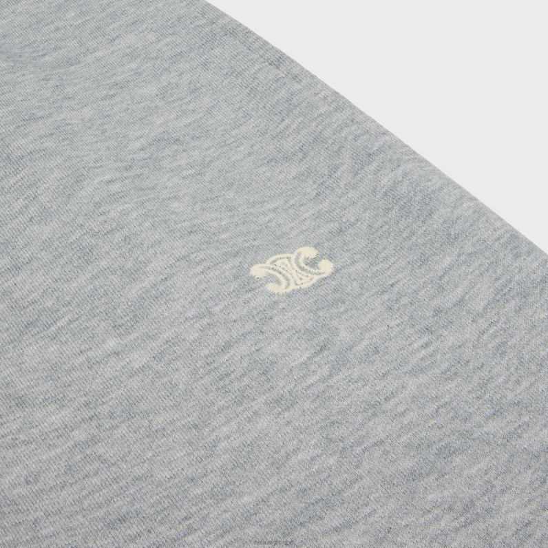 παντελόνι πίστας triomphe από βαμβάκι και κασμίρ άνδρες CELINE 640PT2019 ενδύματα γκρι / υπόλευκο