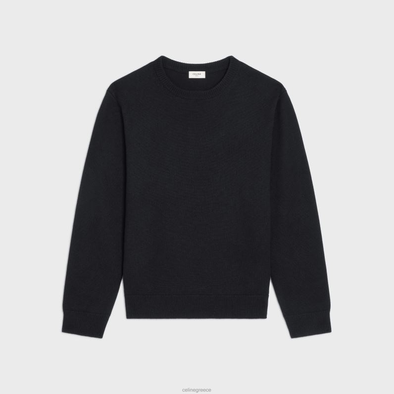πουλόβερ με λαιμόκοψη σε κληρονομιά κασμίρι άνδρες CELINE 640PT1966 ενδύματα μαύρος