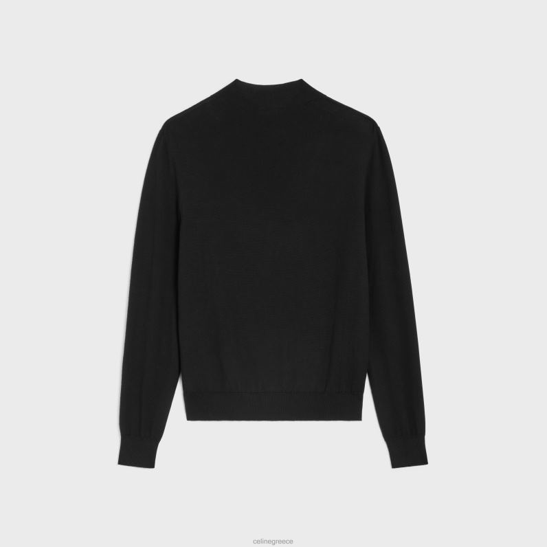 όρθιο πουλόβερ με γιακά από βαμβάκι μερίνο άνδρες CELINE 640PT1973 ενδύματα μαύρος