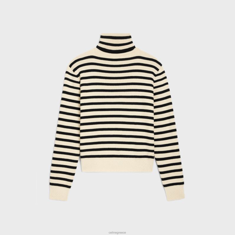 πουλόβερ με ζιβάγκο από κασμίρ κληρονομιάς άνδρες CELINE 640PT1977 ενδύματα κρεμ/μαύρο