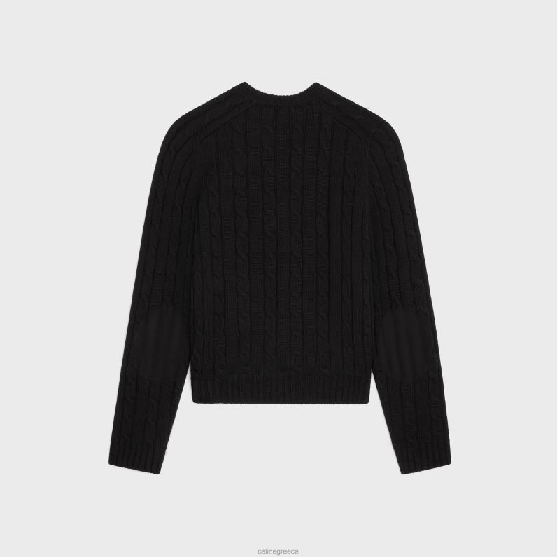 πουλόβερ triomphe πλεκτό με καλώδιο από κασμίρ άνδρες CELINE 640PT1790 ενδύματα μαύρος