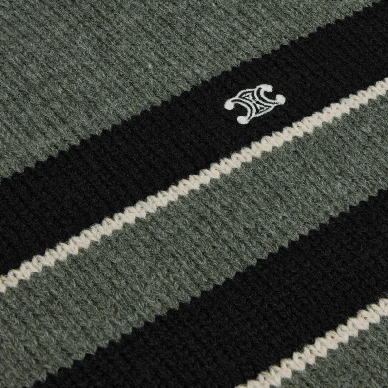 ριγέ πουλόβερ triomphe με λαιμόκοψη από μαλλί άνδρες CELINE 640PT1792 ενδύματα γκρι/μαύρο