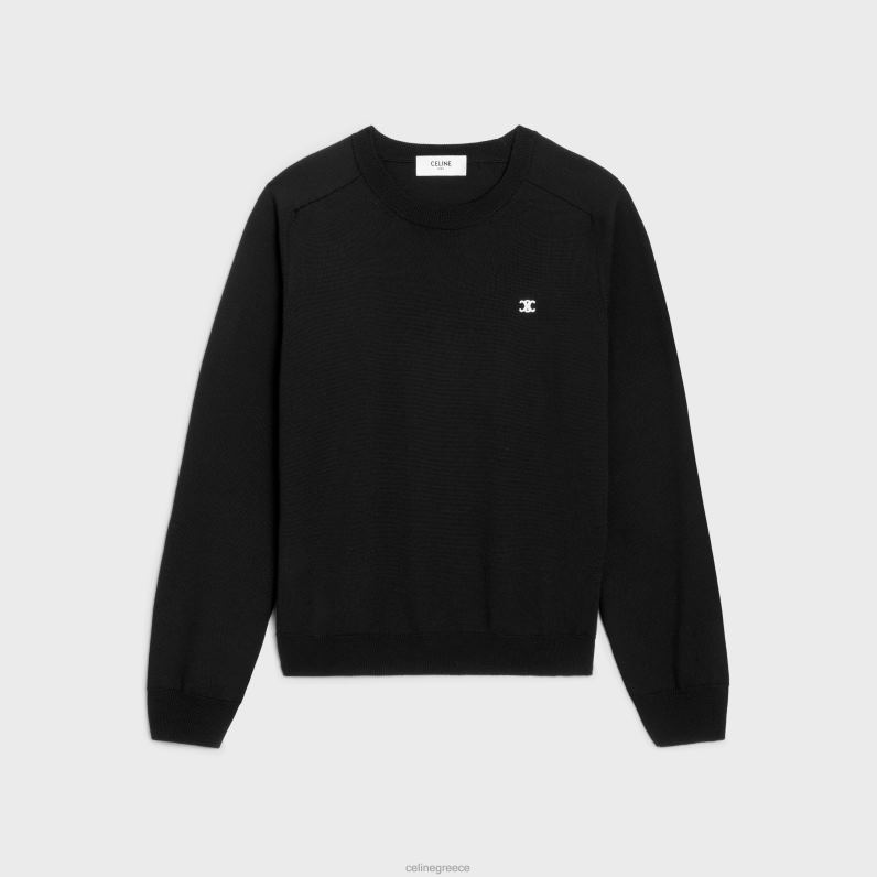 πουλόβερ triomphe με λαιμόκοψη από μαλλί άνδρες CELINE 640PT1963 ενδύματα μαύρος