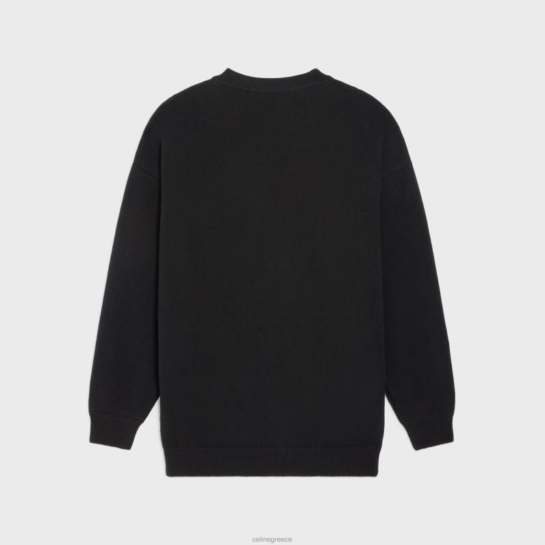 μακρύ ζακέτα triomphe από μαλλί κασμίρ άνδρες CELINE 640PT1983 ενδύματα μαύρο/εκτός άσπρο