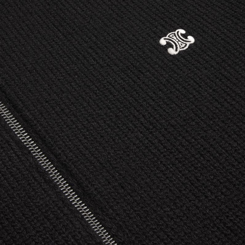 πουλόβερ με κουκούλα triomphe από μαλλί & κασμίρ άνδρες CELINE 640PT1985 ενδύματα μαύρο/εκτός άσπρο