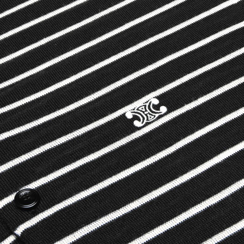 ριγέ triomphe polo από λεπτό μαλλί άνδρες CELINE 640PT1979 ενδύματα μαύρο/εκρού