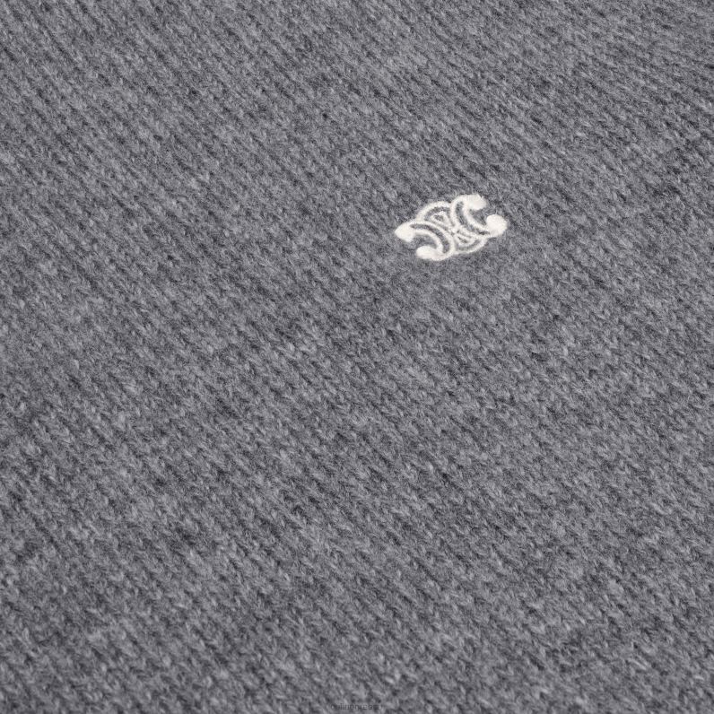 πουλόβερ trucker triomphe από μαλλί και κασμίρ άνδρες CELINE 640PT1795 ενδύματα γκρι / υπόλευκο