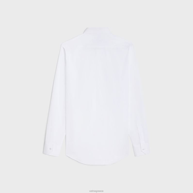 φαρδύ πουκάμισο από βαμβακερή ποπλίνα άνδρες CELINE 640PT1799 ενδύματα άσπρο