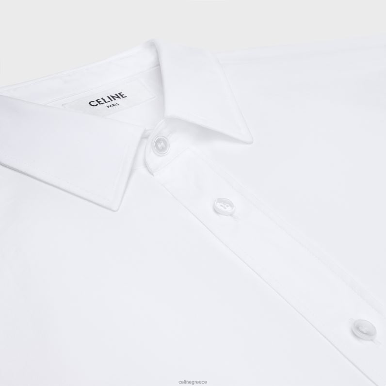 φαρδύ πουκάμισο από βαμβακερή ποπλίνα άνδρες CELINE 640PT1799 ενδύματα άσπρο