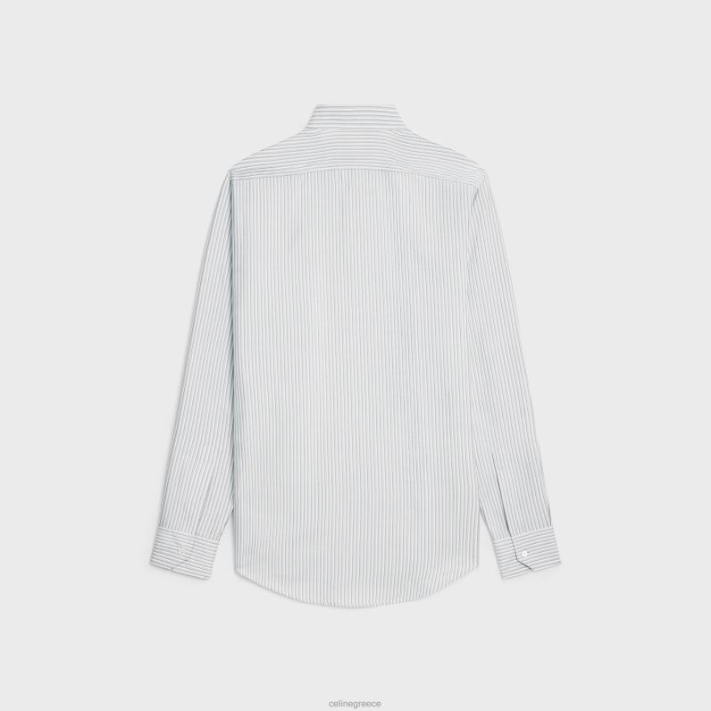 φαρδύ καρνάμπι πουκάμισο σε ριγέ μετάξι άνδρες CELINE 640PT1909 ενδύματα craie/quartz/gris