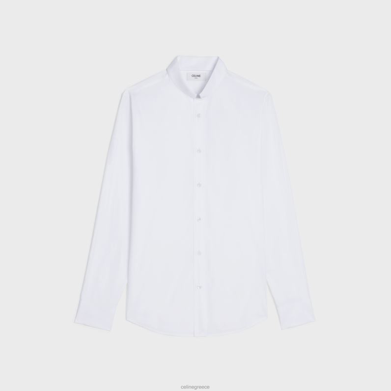 φαρδύ πουκάμισο με ανεστραμμένο γιακά σε βαμβακερή ποπλίνα άνδρες CELINE 640PT1911 ενδύματα άσπρο