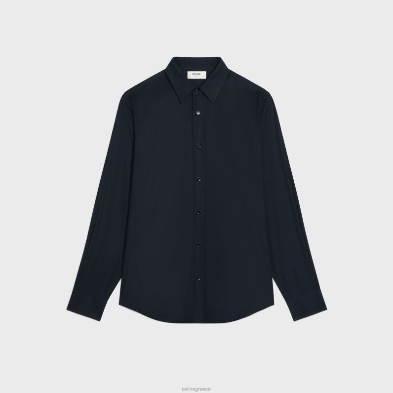 φαρδύ πουκάμισο από βαμβακερή ποπλίνα άνδρες CELINE 640PT1912 ενδύματα μαύρος