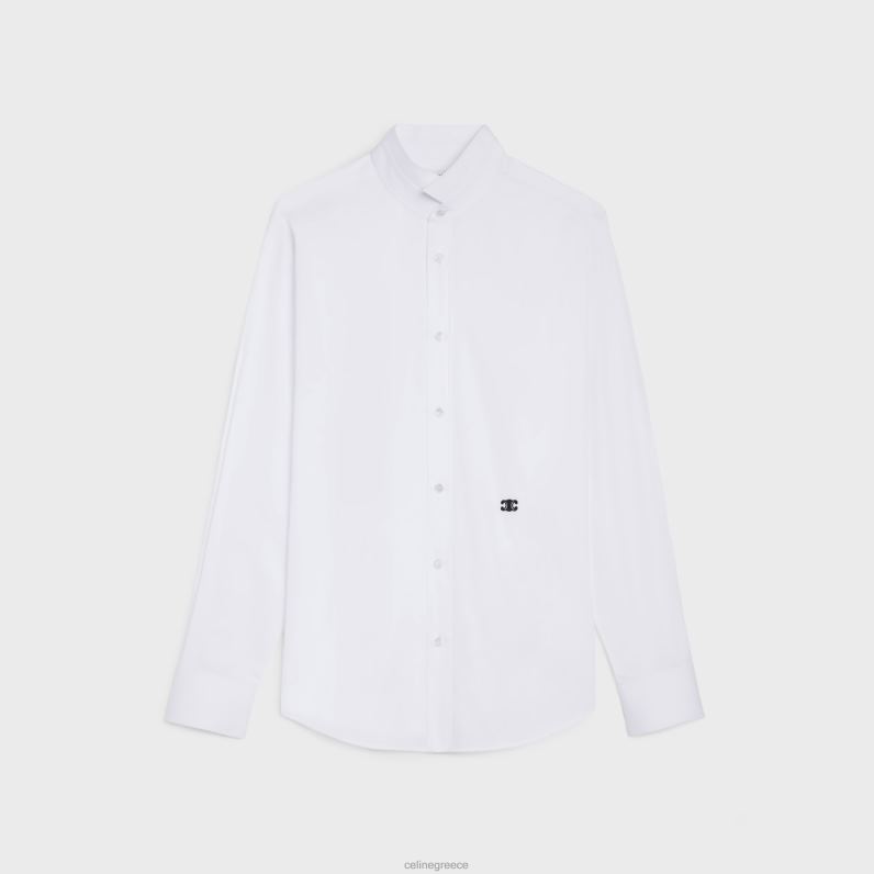 φαρδύ πουκάμισο με αναποδογυρισμένο γιακά σε βαμβακερή ποπλίνα άνδρες CELINE 640PT1915 ενδύματα άσπρο